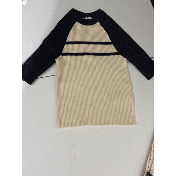 BDG Sweater Womens size XS Raglan Ribbed Knit Top Cream & Black Striped - Picture 9 of 9